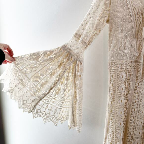 Jen’s Pirate Booty Chaouen Lace Crochet Boho Maxi Dress Ivory XS - Picture 11 of 16